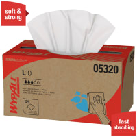 Kimberly-Clark Professional WypAll L10 Towels, Utility, White, 9" x 10.25", 125 per Box