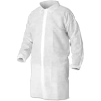 Kimberly-Clark Professional KleenGuard A10 Lab Coat, Sp Front, Elastic Wrists, XL, White, 50 Coats