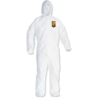 Kimberly-Clark Professional KleenGuard A30 Coveralls, Hood, Zip Front, Elastic Wrists & Ankles, White, Med