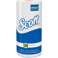 Kimberly-Clark Professional Wipes, Scott Mega Roll, 1-Ply Kitchen Towels, 128 Sheets/Roll, 20 Rolls