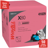 Kimberly-Clark Professional WypAll X80, Heavy Duty, Red, 1/4 Fold, 12" x 12 1/2", 50 Sheet Per PK