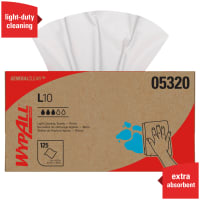 Kimberly-Clark Professional WypAll L10 Towels, Utility, White, 9" x 10.25", 125 per PK, 18/CT