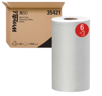 Kimberly-Clark Professional Dry Wipe Roll, WYPALL X60, 19 1/2 in x 13 1/2 in, 130 Sheet Roll, White, 6/CT