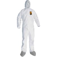 Kimberly-Clark Professional Hooded Coveralls, Skid Resistant Boots, KleenGuard A45, White, 4XL, PK/25