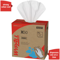 Kimberly-Clark Professional WypAll X50, Extended Use Cloths, White, Pop Up Box, 176 per Box