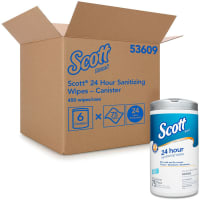 Kimberly-Clark Professional Sanitizing Cleaning Wipes, 24 Hour, Canister, Scott, White, 6/CT