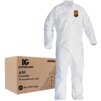 Kimberly-Clark Professional KleenGuard A30 Coveralls, 3XL, White, 21 per Box