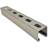 Kindorf by ABB Channel, 12GA, 1.5" x 1.5", 10', HalfSlotSteel w/Punched 7/8" Holes