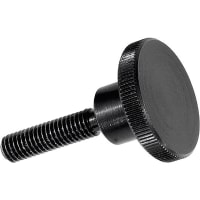 KIPP KNURLED SCREW DIN464 D=M06X10, D1=24, H=15, FREE-CUTTING STEEL BLACK OXIDIZED