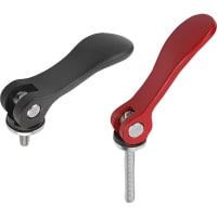 KIPP CAM LEVER SIZE:1 10-32X20, A=70, 4, B=21, 5, ALUM BLK PWDR-COATED, COMP:STAINLESS