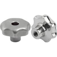 KIPP STAR GRIP, FORM:E TO DIN6336 D=1/4-20, D1=32, H=21, STAINLESS STEEL POLISHED