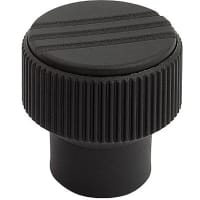 KIPP KNURLED KNOB SIZE:1 D=M05, D1=21, H=22, THERMOPLASTIC BLACK RAL7021, COMP:STEEL