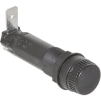 Littelfuse Fuseholder, 3AG, Low Profile, Blk Finger Grip Knob, 1/4" R/A DIN QC, 20A, 250V