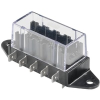 Littelfuse Fuse Block, 5 Pole, 15A, Clear Cover, Quick Connect for ATO fuses, AFBA5 SERIES