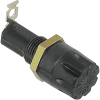 Littelfuse Fuseholder, 3AG Fuse, 20 A, 250 V, Black Thermoplastic, Panel Mount, 1.78 in. H