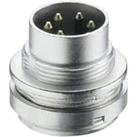 Lumberg connector, circular din, male chassis socket w/lock-ring, front mount, 8 cont, ip40