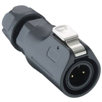 Lumberg Quicklock plug, IP67, size 12, straight, plastic housing and solder terminals