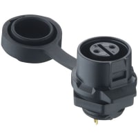 Lumberg Quicklock chassis socket, IP67, size 12, straight plastic housing, cap (IP65)