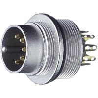 Lumberg Connector, Circular, 3, 0.75, 5 A, 250 VAC, 10^13 Ohms, 2 pF (Approx.), -40 C