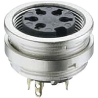 Lumberg connector, circular din, female chassis socket w/lockring, front mount, 7 cont, ip40