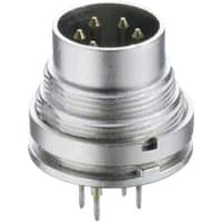 Lumberg Connector, Circular DIN, Male Receptacle, PCB Term, W/Lock Ring And PCB Pins, IP40