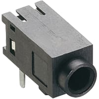 Lumberg Jack chassis socket, 2.5 mm, angular version, for printed circuit boards