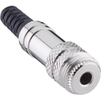 Lumberg Jack socket, 3.5 mm, straight version, with bend protection and solder terminal