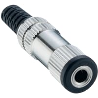 Lumberg Jack socket, 3.5 mm, straight version, with bend protection and solder terminal