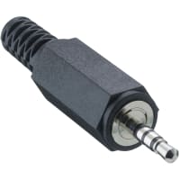 Lumberg Jack plug, 2.5 mm, straight version, with bend protection and solder terminals