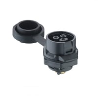 Lumberg Quicklock chassis socket, IP67, size 16, straight plastic housing, cap (IP65)