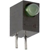 Lumex Indicator, LED PCB Thru-Hole Bulb T-3 mm Green Green Diffused Domed Angl 60deg