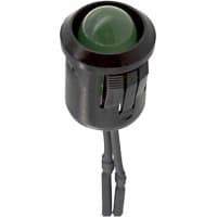 Lumex Indicator, Pnl Mnt, LED, Mnt-Sz 0.5", Snap-In, Green, 2.2V, Leads