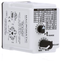 Macromatic Time Delay Relay, Plug-in, Off Delay, 24-240VAC/12-125VDC, 0.05S-100H