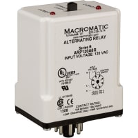 Macromatic Relay, E-Mech, Alternating 120V, 10 A DPDT, 11 pin, plug-in