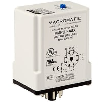 Macromatic Phase Monitoring Relay, 190-500VAC, SPDT/SPNO, 5A, 8-Pin Octal, Series