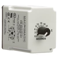 Macromatic Time Delay Relay, On Delay, 10A, DPDT, 120VAC/DC, 0.3-30sec., 8 Pin, TR 5 Series