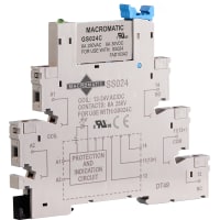 Macromatic Relay, DIN, 6mm, 24V AC/DC, 6A, 250VAC/30VDC 1 Form C Contact, GS Series