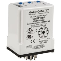 Macromatic Relay, E-Mech, Voltage Monitor, 240VAC, 10A SPDT, Adj Time Delay, 0.1-10 Sec