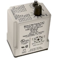 Macromatic Relay, 10 A, 0.50 to 2.0 sec., On Delay, Knob, 0.1 sec., -28 C, 65 C