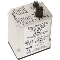 Macromatic Relay, 10 A, 240 VAC/28 VDC, 0.1 Sec. to 120 Min, 2000 V (Insulation), DPDT