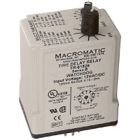 Macromatic Relay, 10 A, 12 VAC/VDC, Upto 2 Hrs., DPDT, UL Listed, CSA Certified