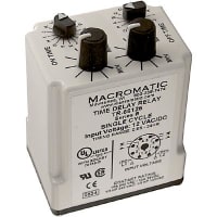 Macromatic Relay;E-Mech;Timing;Delayed Interval;DPDT;Cur-Rtg 10A;Ctrl-V 12AC/DC;Socket Mnt