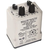 Macromatic Relay, E-Mech, Time Delay, Repeat Cycle, DPDT, 10A, 24AC/DC, .6 sec-24 hr, 8 pin