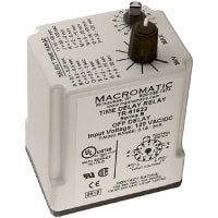 Macromatic Relay, E-Mech, Time Delay, Off Delay, DPDT, 10A, 120AC/DC, .1 sec- 2 hr, 11 Pin