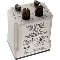 Macromatic Relay, E-Mech, Time Delay, Repeat Cycle, DPDT, 10A, 12AC/DC, .6 sec-24 hr, 8 pin