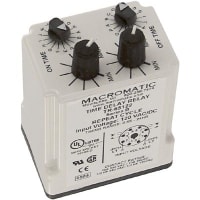 Macromatic Relay, E-Mech, Time Delay, Repeat Cycle, DPDT, 10A, 120AC/DC, .6 sec-24 hr, 8 pin