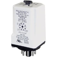 Macromatic Relay, 5 A, 0.5 to 15 sec., On Delay, SPDT, 120 VAC, 3 VA (Max.), 0 C, 60 C