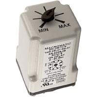 Macromatic Relay, 5 A, 2 to 60 sec., On Delay, SPDT, 24 VAC, 3 VA (Max.), 0 C, 60 C