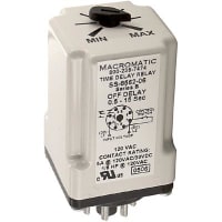 Macromatic Relay, E-Mech, Timing, Off Delay, SPDT, Cur-Rtg 5A, Ctrl-V 120AC, Vol-Rtg 120/28AC/DC