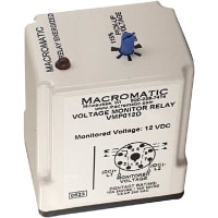 Macromatic Relay, Monitor, E-Mech, Voltage, DPDT, Cur-Rtg 10A, Ctrl-V 12DC, Vol-Rtg 240/30AC/DC